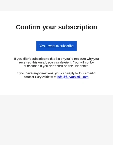 furyathletix.com Subscription Confirmation
